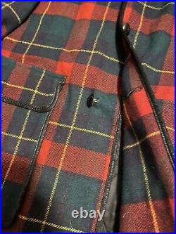 Vintage Pendleton Shadow Plaid Red Wool Blanket Coat USA Mens XXL XXLG Jacket