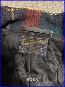 Vintage Pendleton Shadow Plaid Red Wool Blanket Coat USA Mens XXL XXLG Jacket