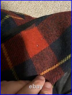 Vintage Pendleton Shadow Plaid Red Wool Blanket Coat USA Mens XXL XXLG Jacket