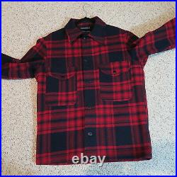 Vintage Pendleton Shirt Jacket Plaid Heavy Virgin Wool Western Barn Coat S Red