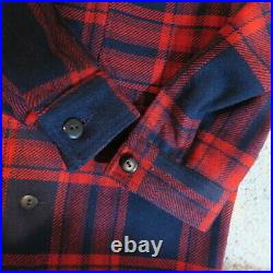 Vintage Pendleton Shirt Jacket Plaid Heavy Virgin Wool Western Barn Coat S Red