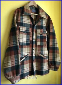 Vintage Pendleton Shirt Jacket Plaid Heavy Virgin Wool Western Barn Coat Size L