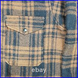 Vintage Pendleton Virgin Wool Thick Flannel Plaid Shirt Jacket Coat Mens M Heavy