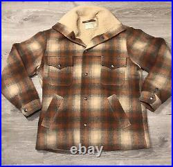 Vintage Pendleton Western Wear Sherpa Lined Virgin Wool Blanket Coat Jacket 42