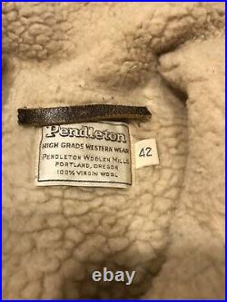 Vintage Pendleton Western Wear Sherpa Lined Virgin Wool Blanket Coat Jacket 42