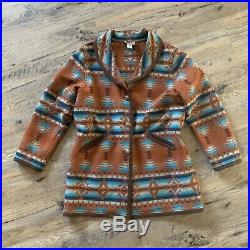 Vintage Pendleton Women's Wool Coat Jacket Native Aztec South Western Brown Lrg