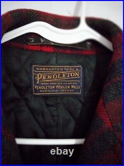 Vintage Pendleton Wool Plaid Coat Jacket Peacoat Buffalo Red Christmas Western
