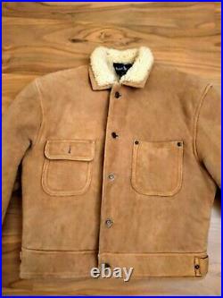 Vintage Ralph Lauren 100% Shearling Country Trucker Cowboy RRL Coat Jacket USA L