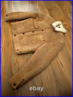 Vintage Ralph Lauren 100% Shearling Country Trucker Cowboy RRL Coat Jacket USA L