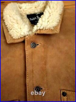 Vintage Ralph Lauren 100% Shearling Country Trucker Cowboy RRL Coat Jacket USA L