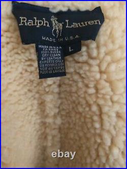 Vintage Ralph Lauren 100% Shearling Country Trucker Cowboy RRL Coat Jacket USA L