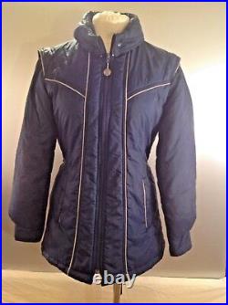 Vintage Rare Woman's Med Milano Puffer western chore barn snow blue belted Coat