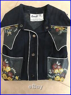 Vintage Roncelli Shirt Jacket Western Leather Floral Rare
