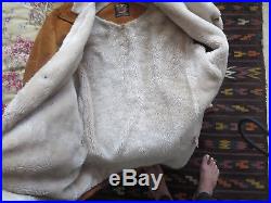 Vintage SCHOTT Bros Suede Leather sherpa fur lined Coat Jacket western 42