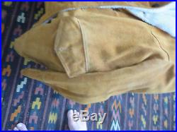 Vintage SCHOTT Bros Suede Leather sherpa fur lined Coat Jacket western 42