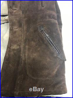 Vintage SCHOTT Bros. USA Western Suede Brown Leather Sherpa Rancher Jacket Sz 42