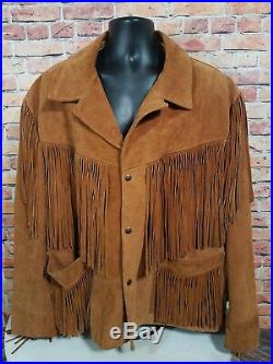 Vintage SCHOTT RANCHER Fringe Brown Leather Jacket Coat Western Mens Size 50 EUC