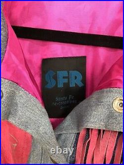 Vintage Santa Fe Recreations SFR Coat Jacket Fringe Patchwork Southwestern Art M