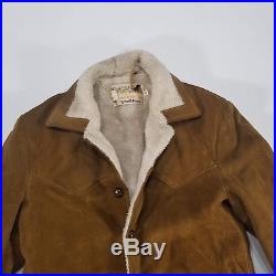 Vintage Schott Bros RANCHER Sherpa Lined Suede Leather Jacket Coat Western 40 M