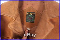 Vintage Schott Heavy Suede Buckskin Fringed Western Leather Jacket Size 42