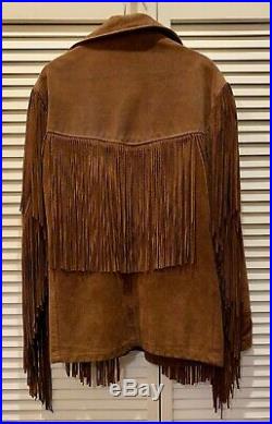 Vintage Schott Rancher Western Fringed Suede Jacket Coat Size 40