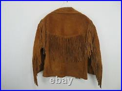 Vintage Schott Western Fringe Suede Brown Jacket Coat Mens Size 44 USA Made