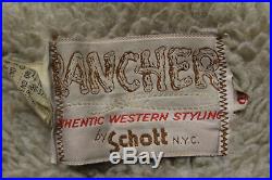 Vintage Schott Western Heavy Suede Leather Jacket Size 46 Sherpa Lined Large