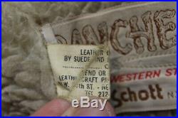 Vintage Schott Western Heavy Suede Leather Jacket Size 46 Sherpa Lined Large