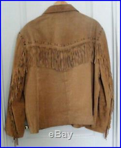 Vintage Scully Mens Size XL Cowboy Western Leather Jacket Coat with Fringe