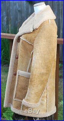 Vintage Shearling Coat GENUINE Sheepskin Marlboro Man Ranch Jacket Western 38