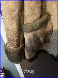 Vintage Shearling Lined Leather Marlboro Ranch Coat Jacket Farmer Warm Winter