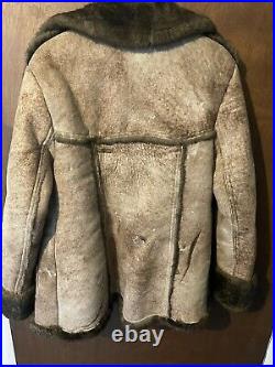 Vintage Shearling Lined Leather Marlboro Ranch Coat Jacket Farmer Warm Winter