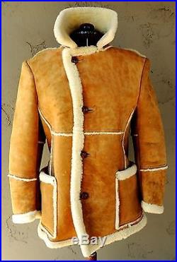 Vintage Shearling Sheepskin Leather Fur Coat Jacket (Size 40) Western Rancher