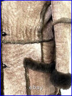Vintage Shearling Sheepskin Leather Marlboro Ranch Coat Jacket Unbranded Warm
