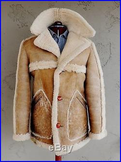 Vintage Shearling Sheepskin Marlboro Man Western Style Coat Jacket