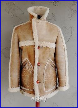 Vintage Shearling Sheepskin Marlboro Man Western Style Coat Jacket