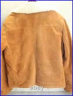 Vintage Shearling Sherpa Genuine Leather Coat Jacket 42 Rancher Western Cowboy