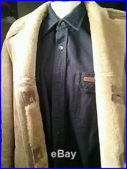 Vintage Shearling sheepskin Sawyer of Napa cowboy men jacket coat western 44