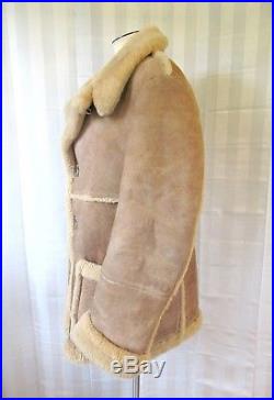 Vintage Sheepskin Jacket 1960s 1970s Suede Leather Shearling Fur Coat 44 46