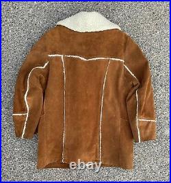 Vintage Sheepskin Shearling Suede Coat Jacket Cowboy Marlboro Man Western