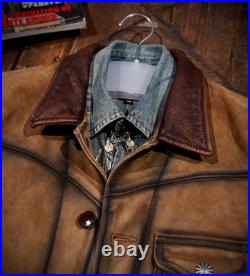 Vintage Style Cowhide Biker Rancher Jacket Distressed Nubuck Western Leather