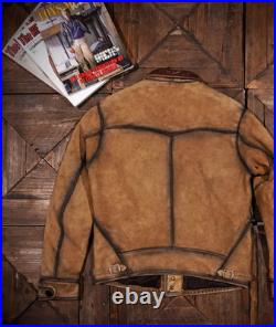 Vintage Style Cowhide Biker Rancher Jacket Distressed Nubuck Western Leather