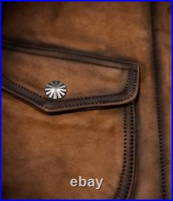 Vintage Style Cowhide Biker Rancher Jacket Distressed Nubuck Western Leather