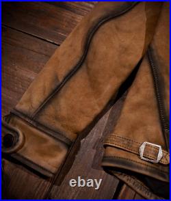 Vintage Style Cowhide Biker Rancher Jacket Distressed Nubuck Western Leather