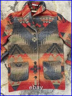 Vintage The Territory Ahead Coat Aztec Navajo Western Blanket Jacket S/M