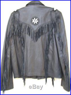 Vintage Tony Alamo of Nashville Black Sequined Leather Western Jacket Sz 44