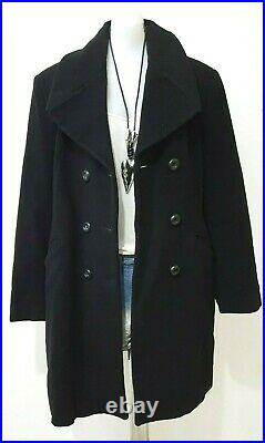 Vintage True Italian Wool Black Coat Jacket Knee Lengt Size IT44 US 10 M Winter