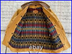 Vintage WOOLRICH Canvas Aztec Western Lined Chore Work Barn Coat Jacket MEDIUM
