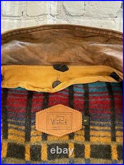 Vintage WOOLRICH Canvas Aztec Western Lined Chore Work Barn Coat Jacket MEDIUM