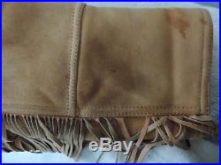 Vintage Western Tan Suede Fringe Shearling Sheepskin Lined Jacket Coat